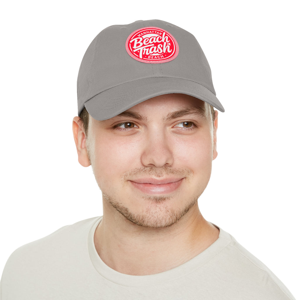 Proud to be Called Beach Trash Manhattan Beach  Leather Patch Dad Hat — Vintage Manhattan Beach Logo