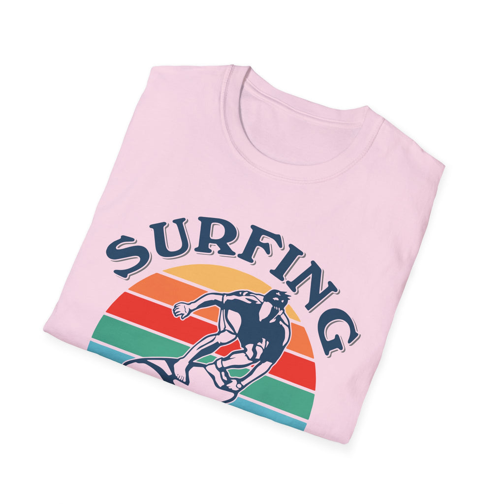 Surfing Makes Me Happy T-Shirt | Retro Sunset Surfer Graphic