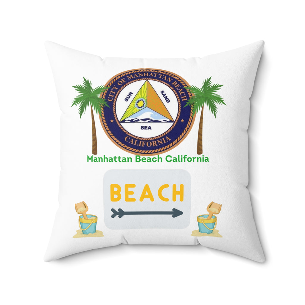 Manhattan Beach California 90266 MAP Spun Polyester Square Pillow