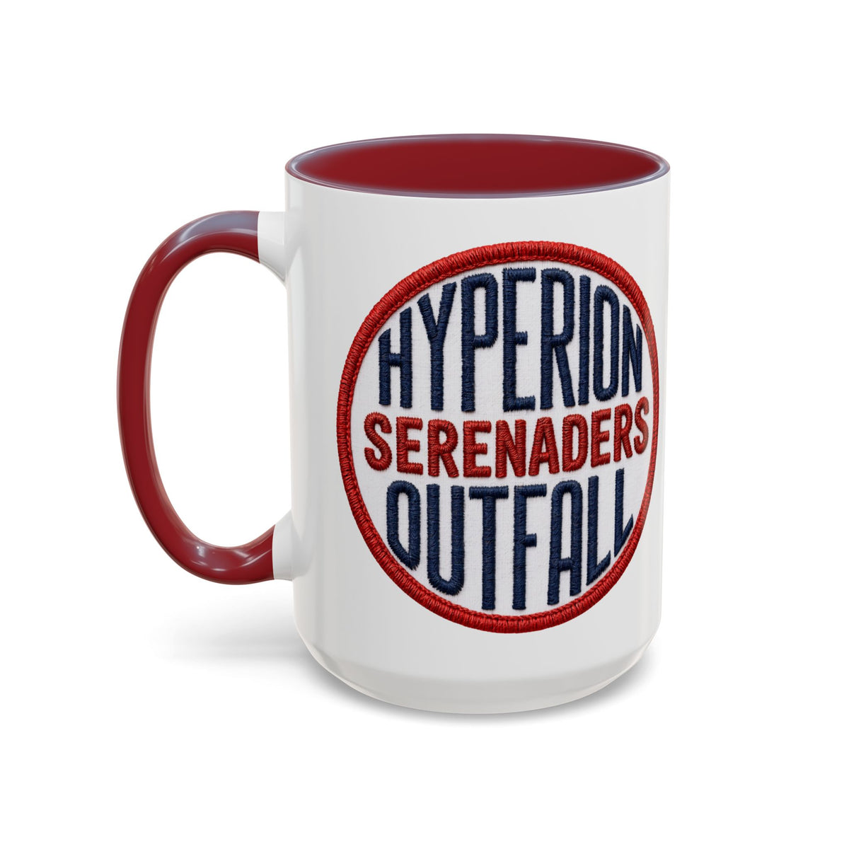 Accent Coffee Mug — "Hyperion Serenaders Outfall" Retro Patch Ceramic Mug (11/15oz)