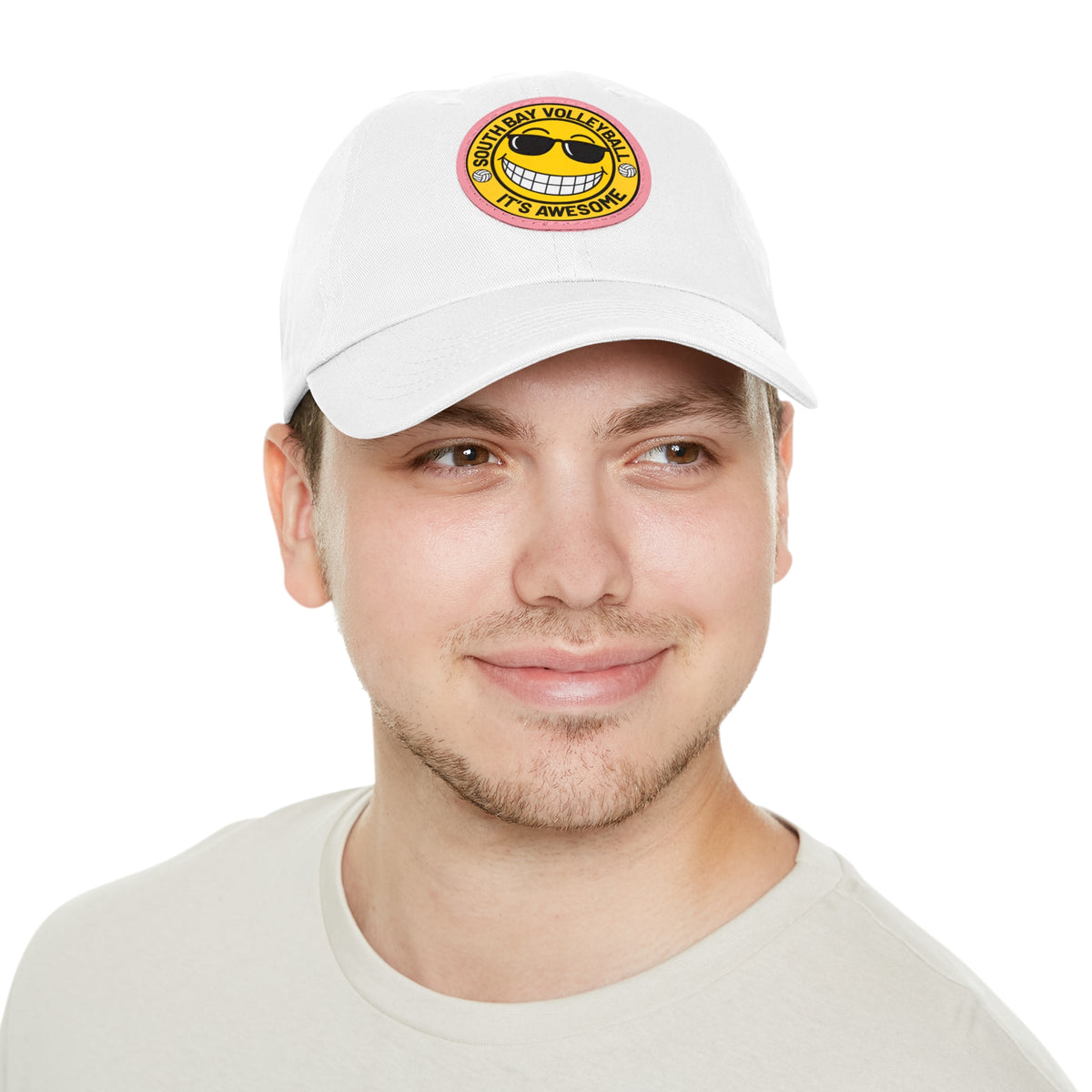 Volleyball Smiley Mom and Dad Hat — "South Bay Volleyball: It’s Awesome" Leather Patch