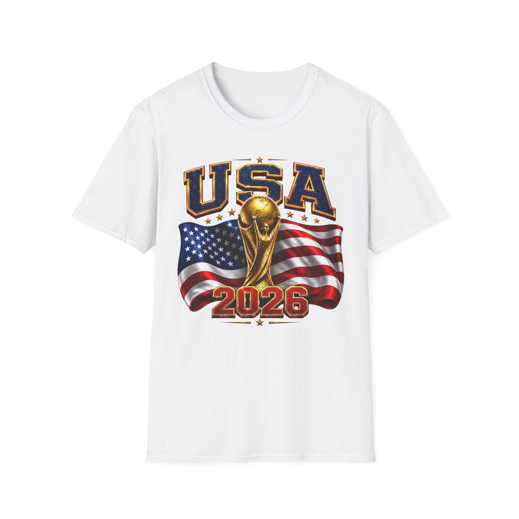 USA World Cup 2026 Soccer T-Shirt – American Flag & Trophy Design