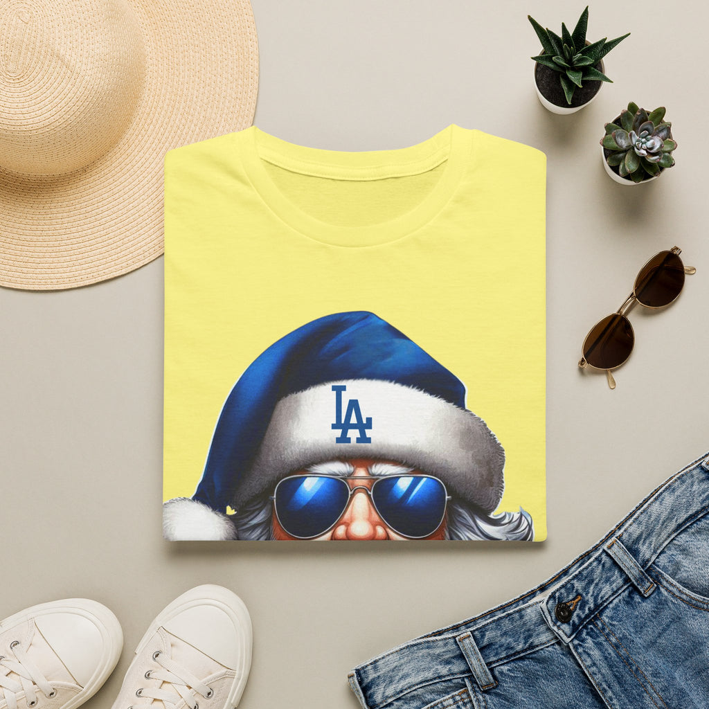 LA Dodgers Blue Santa T-Shirt — Cool Sunglasses Holiday Tee
