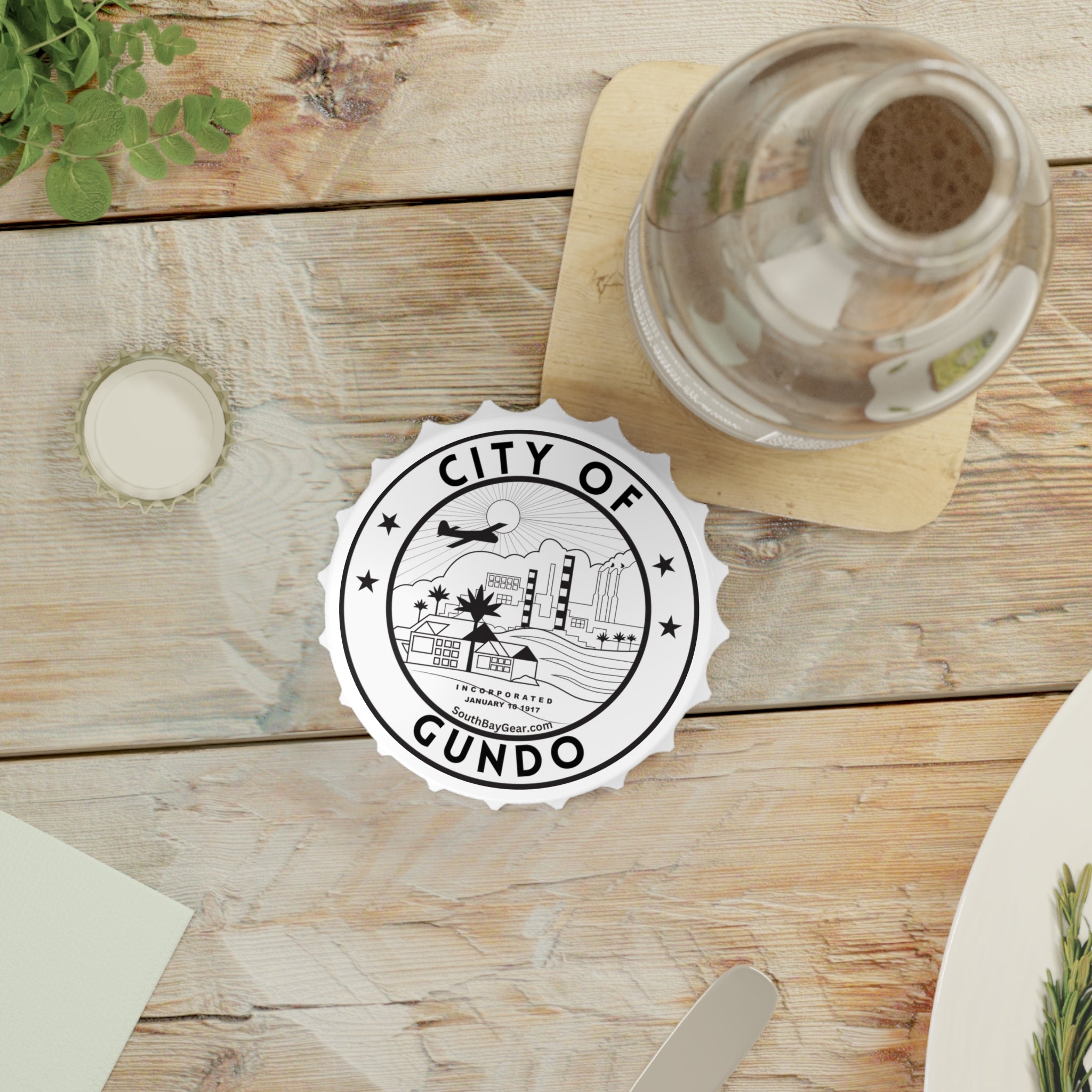 Bottle Opener — City of Gundo Retro Seal Design