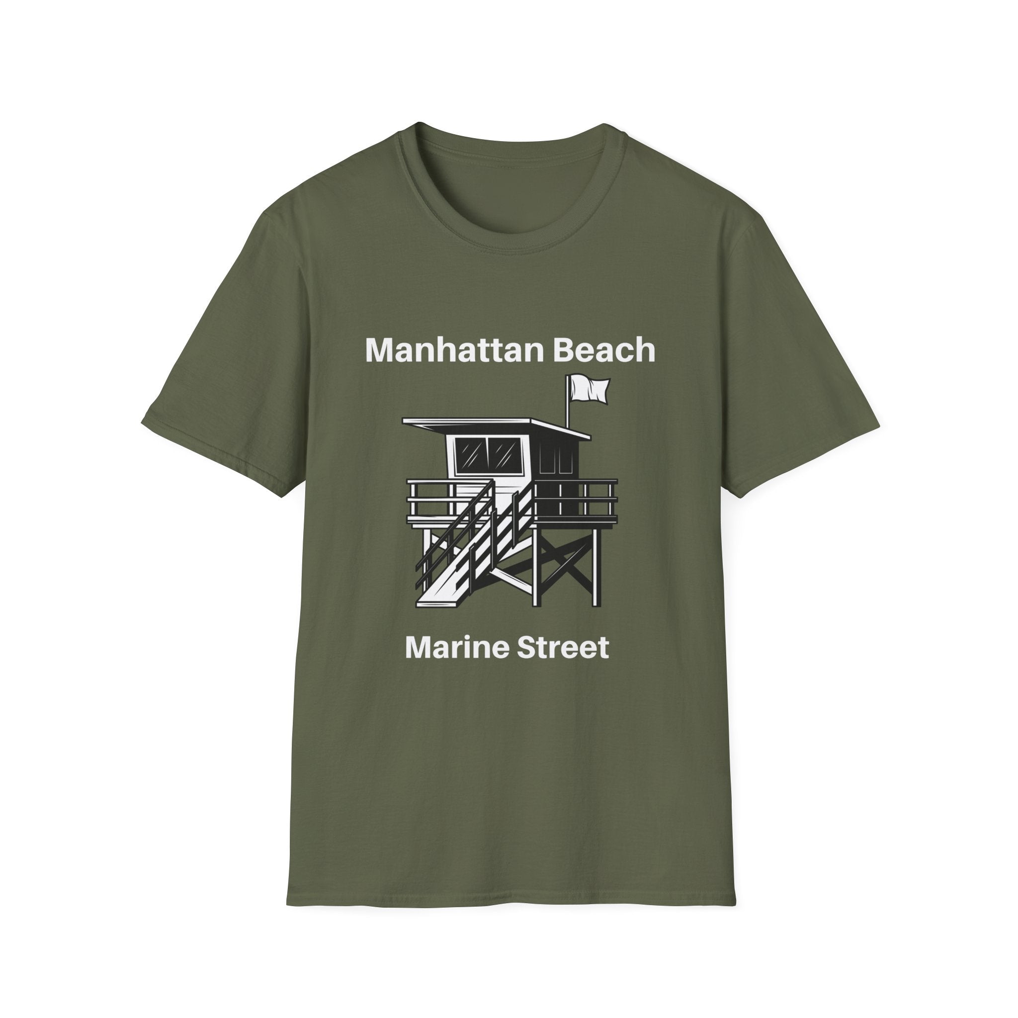 Marine Street Lifeguard Station Manhattan Beach  Mens and Womans Softstyle T-Shirt