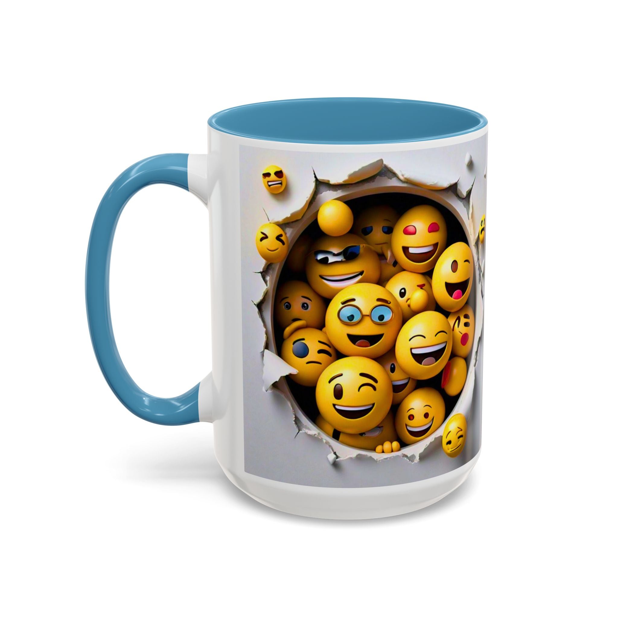 Emoji Explosion Coffee Mug | Accent Inner & Handle Color, 11oz 15oz