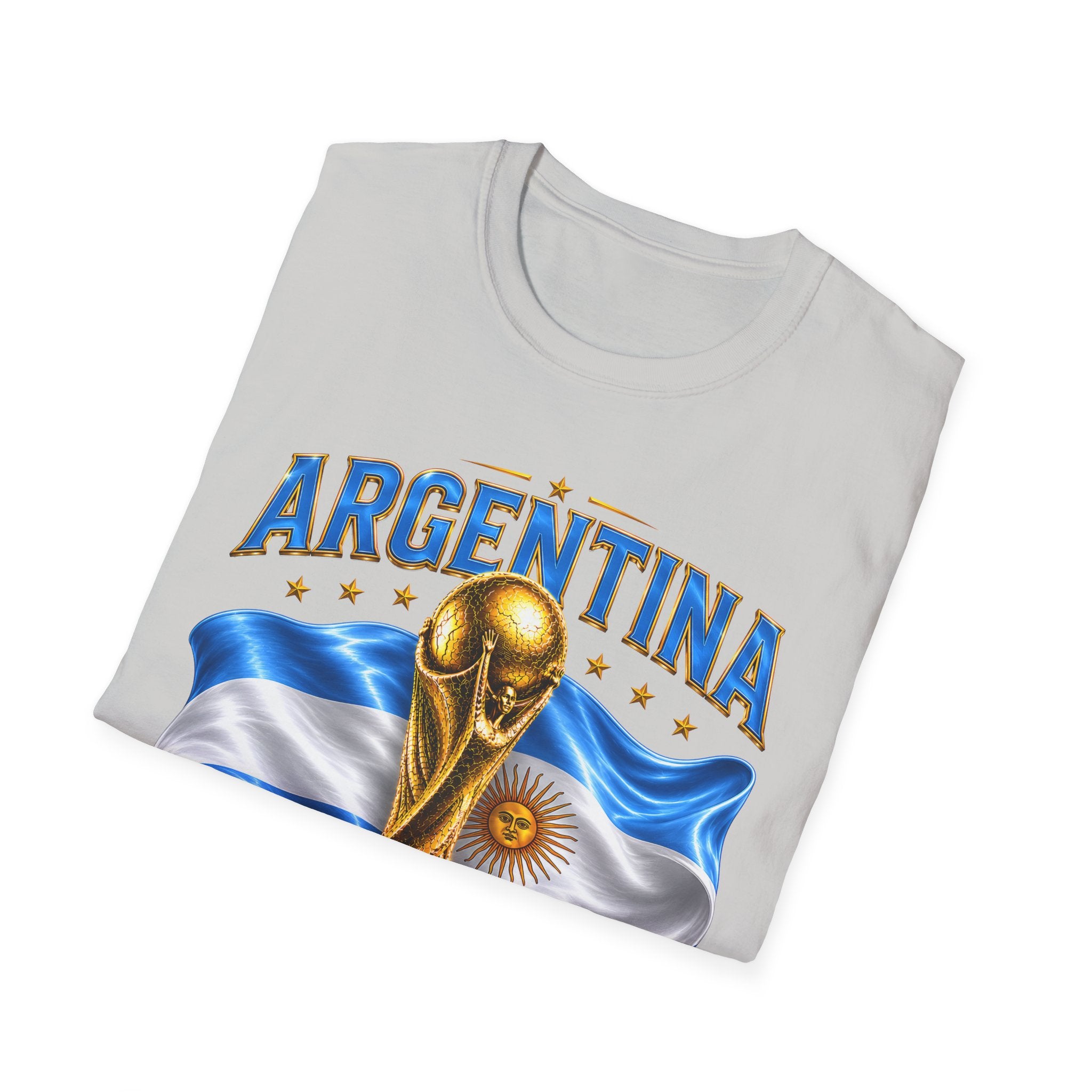 Argentina 2026 World Cup T-Shirt — Golden Trophy & Flag Soccer Fan Tee