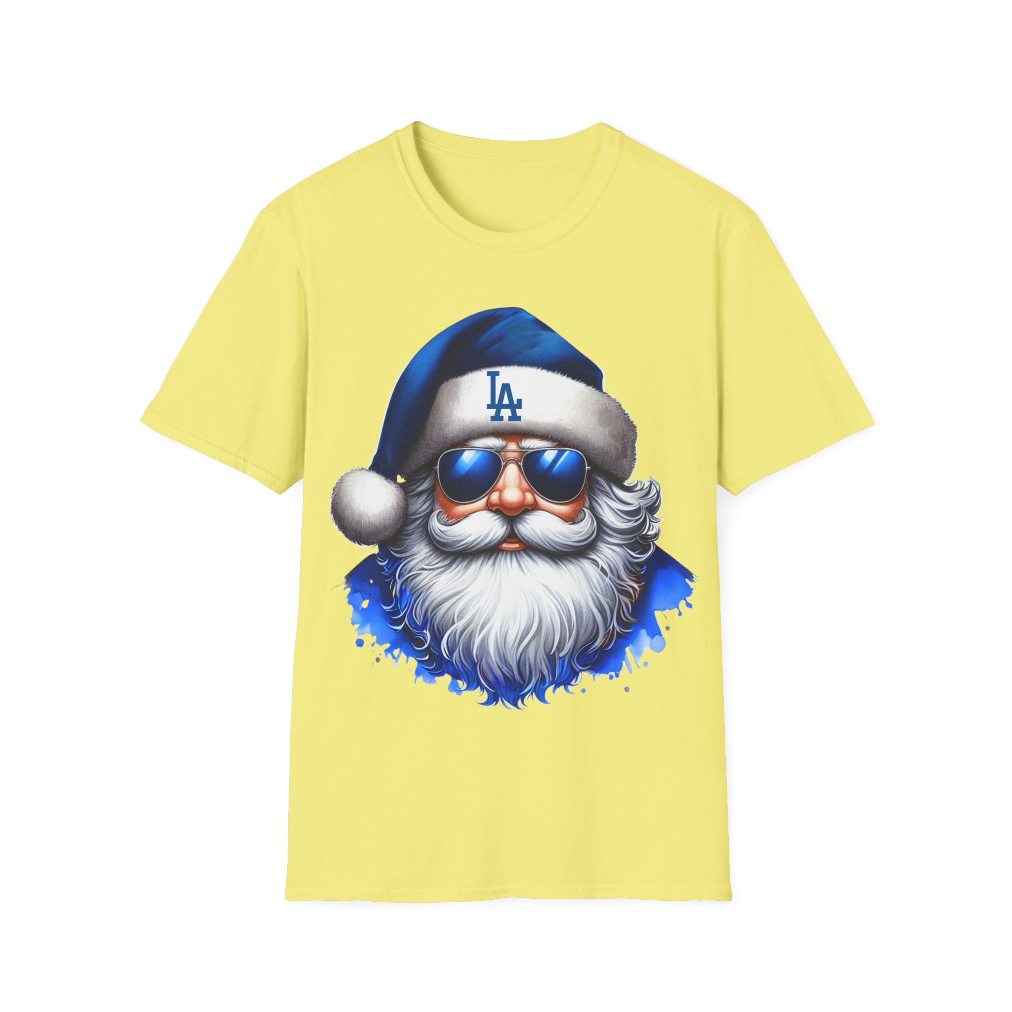 Blue Los Angeles Doyers Santa Tee | Santa Hat Graphic T-Shirt #Doyers