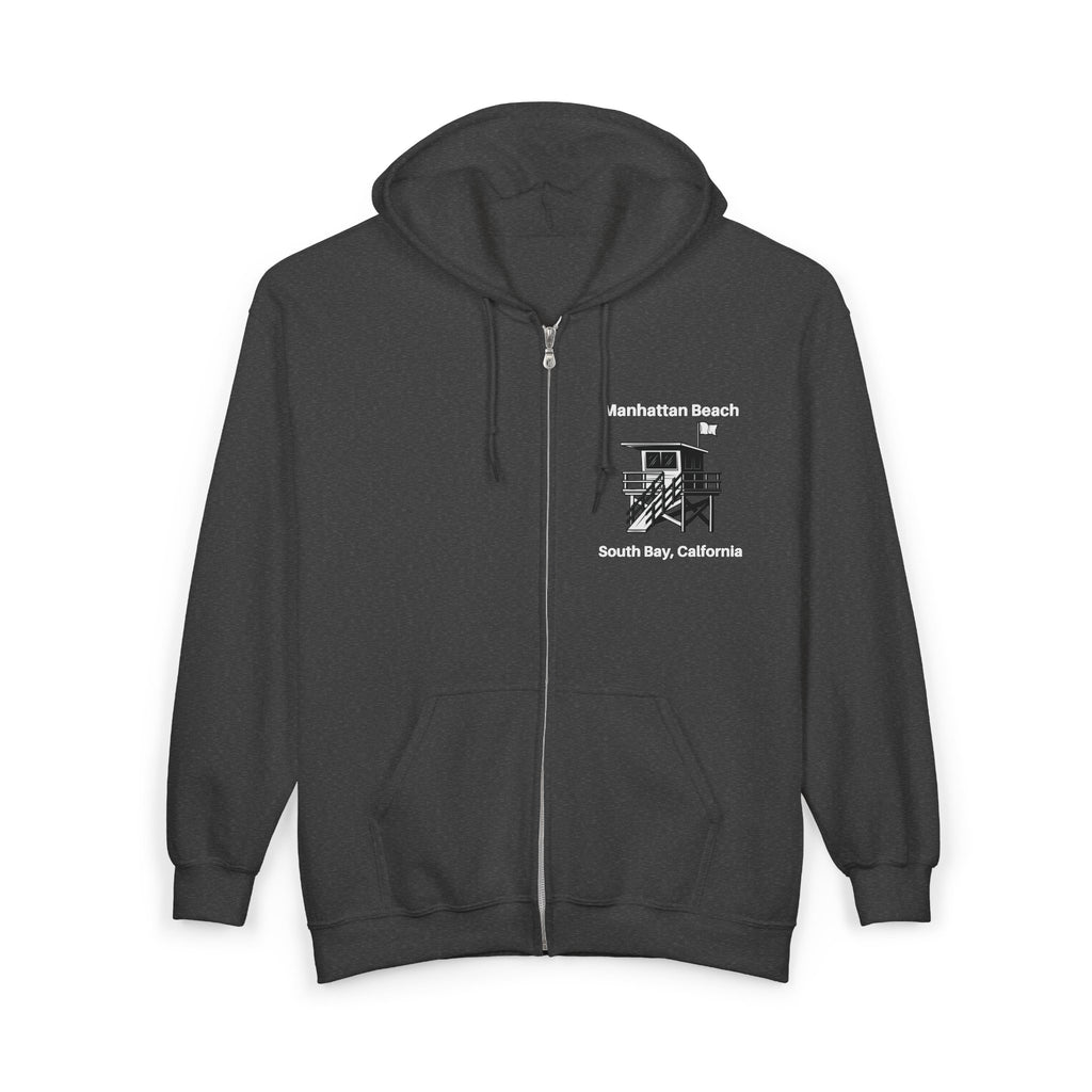 Manhattan Beach  Lifeguard Station - Heavy Blend Full Zip Hooded Sweatshirt