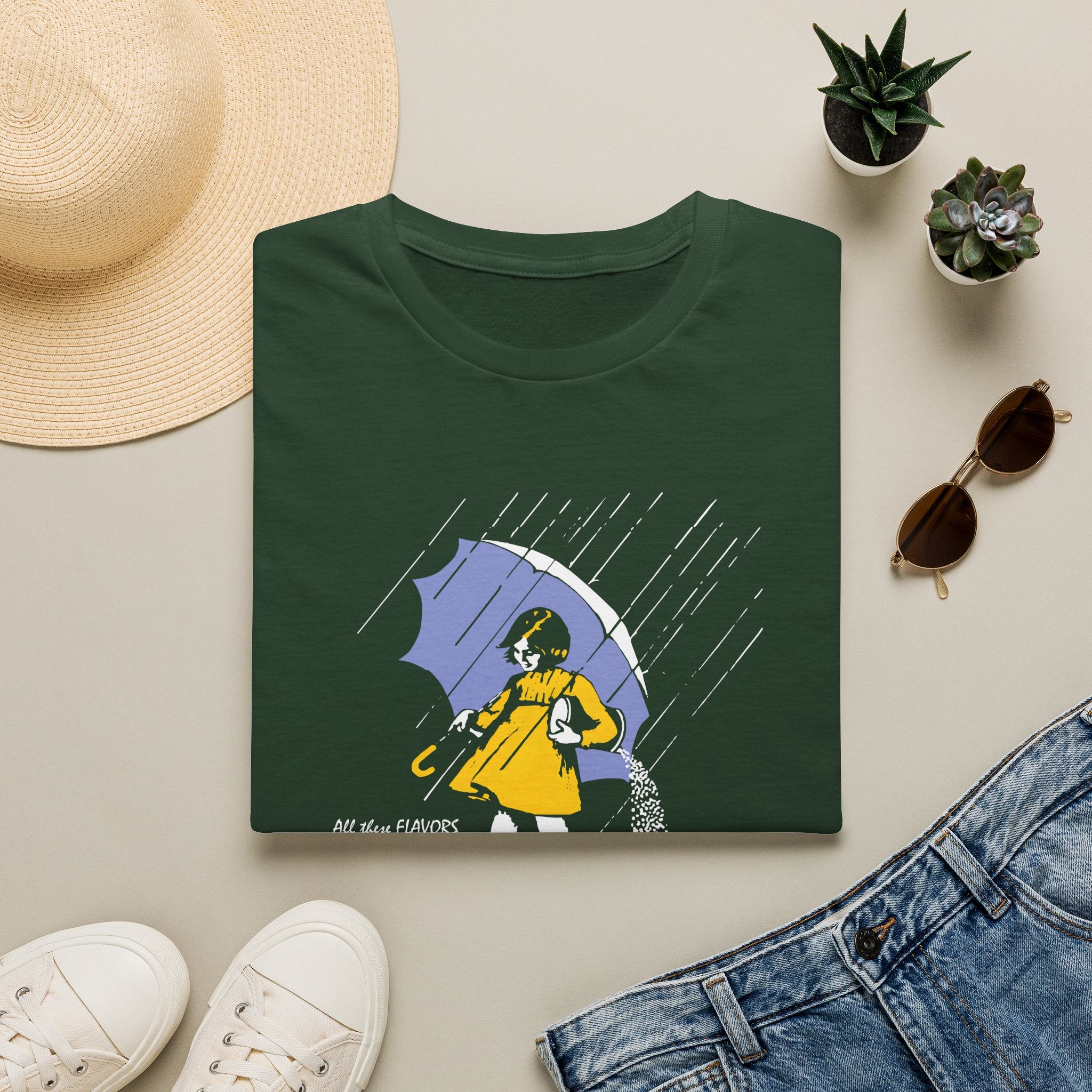 Salty Rainy Day Graphic T-Shirt — Girl with Umbrella Illustration