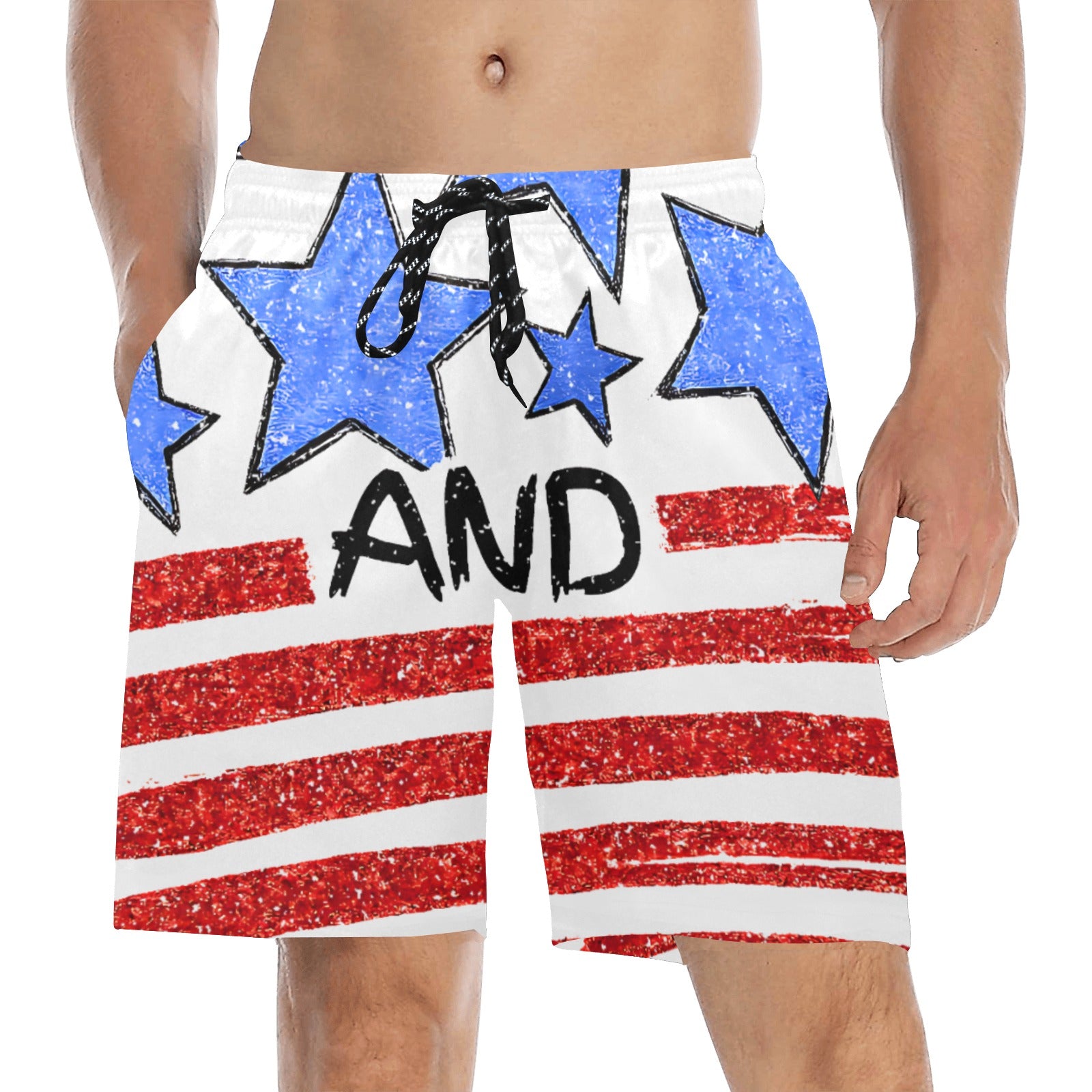 Stars and Stripes Men's Mid-Length Beach Shorts
