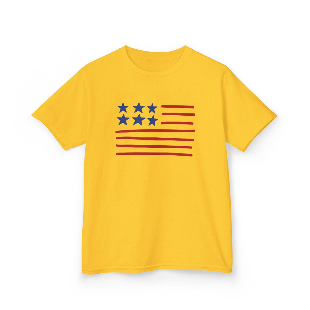 Stars and Stripes  Kids American Flag T-Shirt — Red & Blue Stars Stripe Patriotic Tee