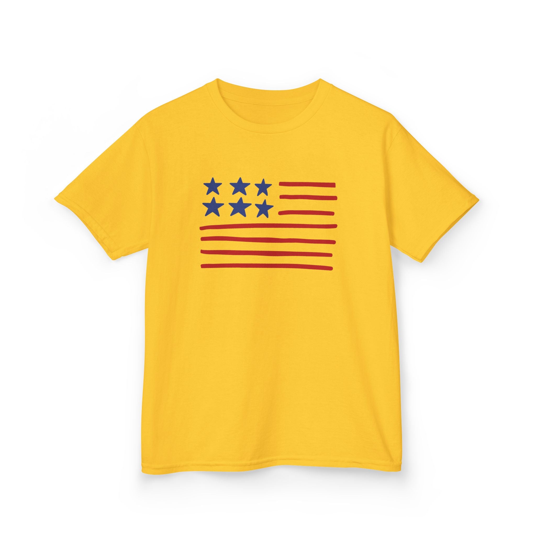Stars and Stripes  Kids American Flag T-Shirt — Red & Blue Stars Stripe Patriotic Tee