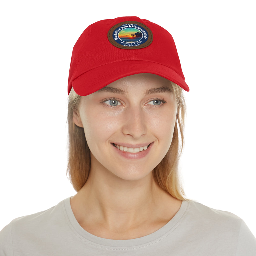 Manhattan Beach Hometown Fair 2026  Beach  Live Oak Park Annual Festival Round Leather Patch Hat