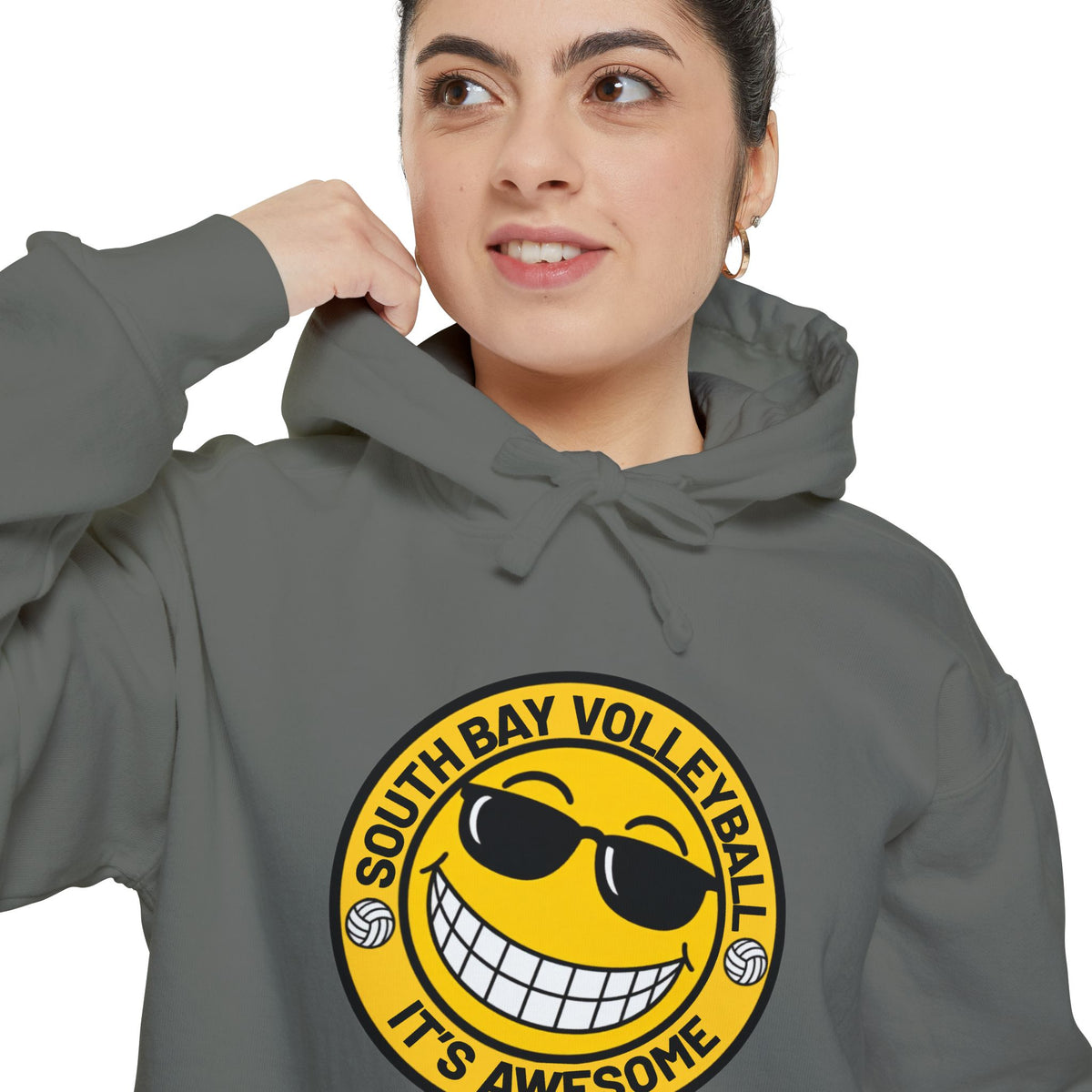 Volleyball Smiley Hoodie — "South Bay Volleyball It's Awesome" Crewneck