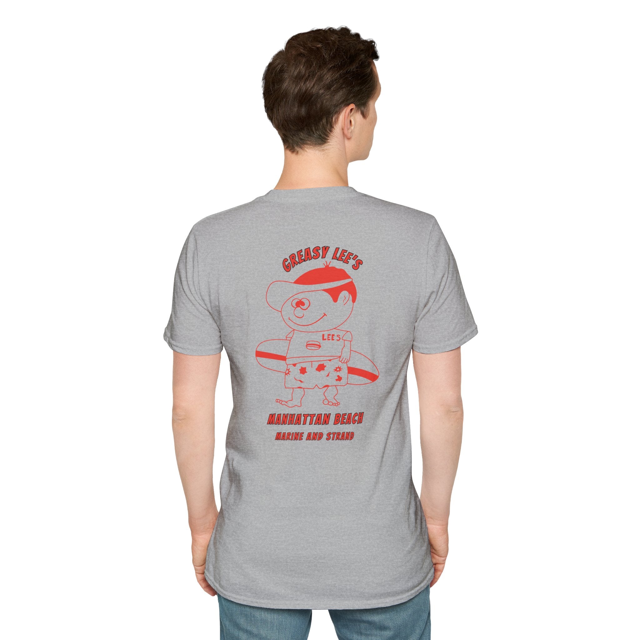 Greasy Lee's Manhattan Beach Old School T-Shirt | Marine and Strand Manhattan Beach Vintage Surf Design