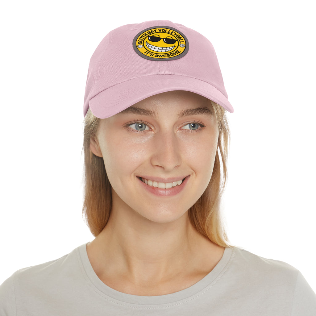 Volleyball Smiley Mom and Dad Hat — "South Bay Volleyball: It’s Awesome" Leather Patch