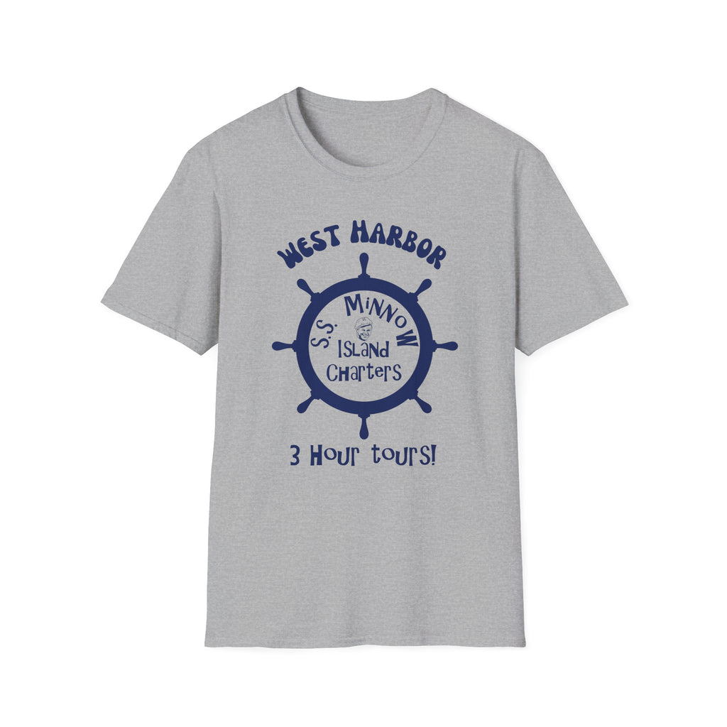 West Harbor San Pedro Ship Wheel Minno Island Charters T-Shirt | 3 Hour Tours
