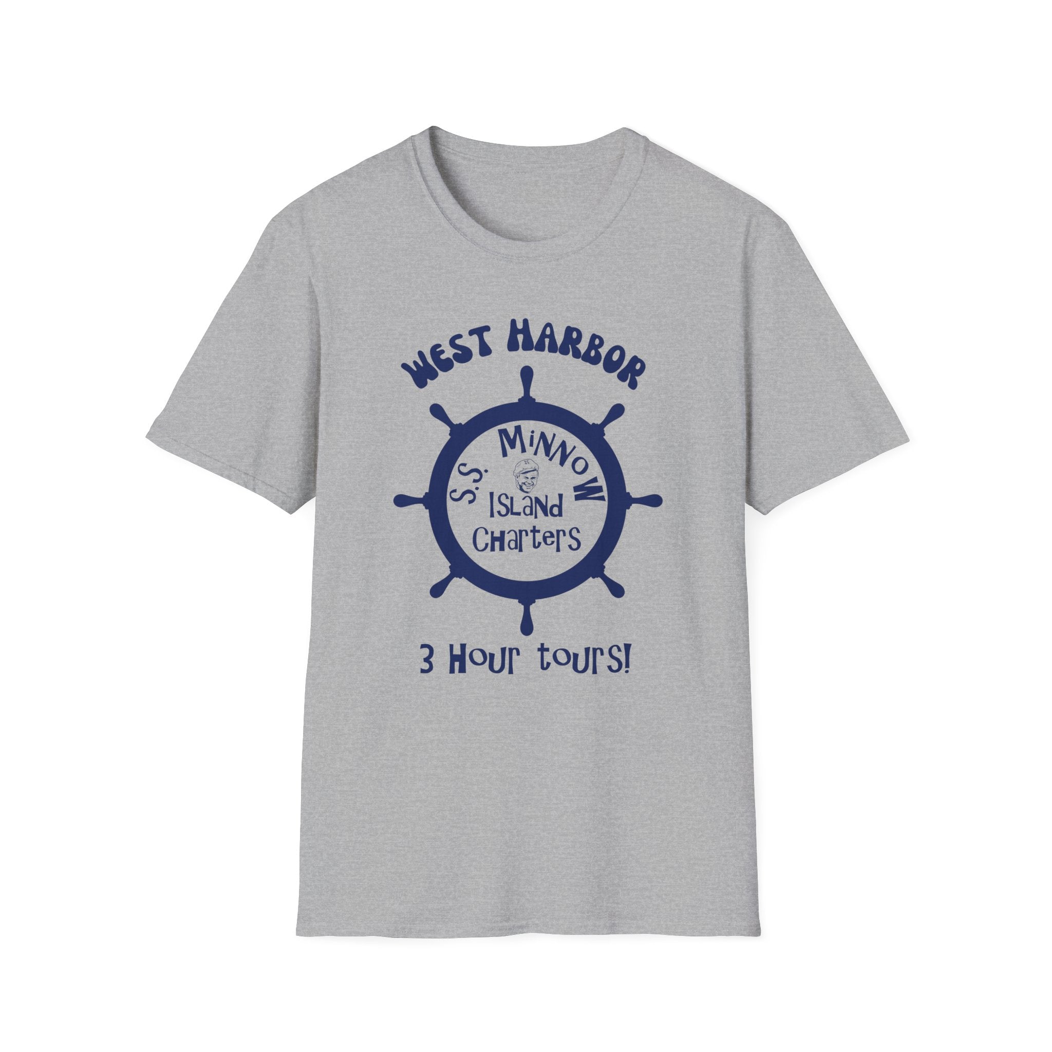 West Harbor San Pedro Ship Wheel Minno Island Charters T-Shirt | 3 Hour Tours