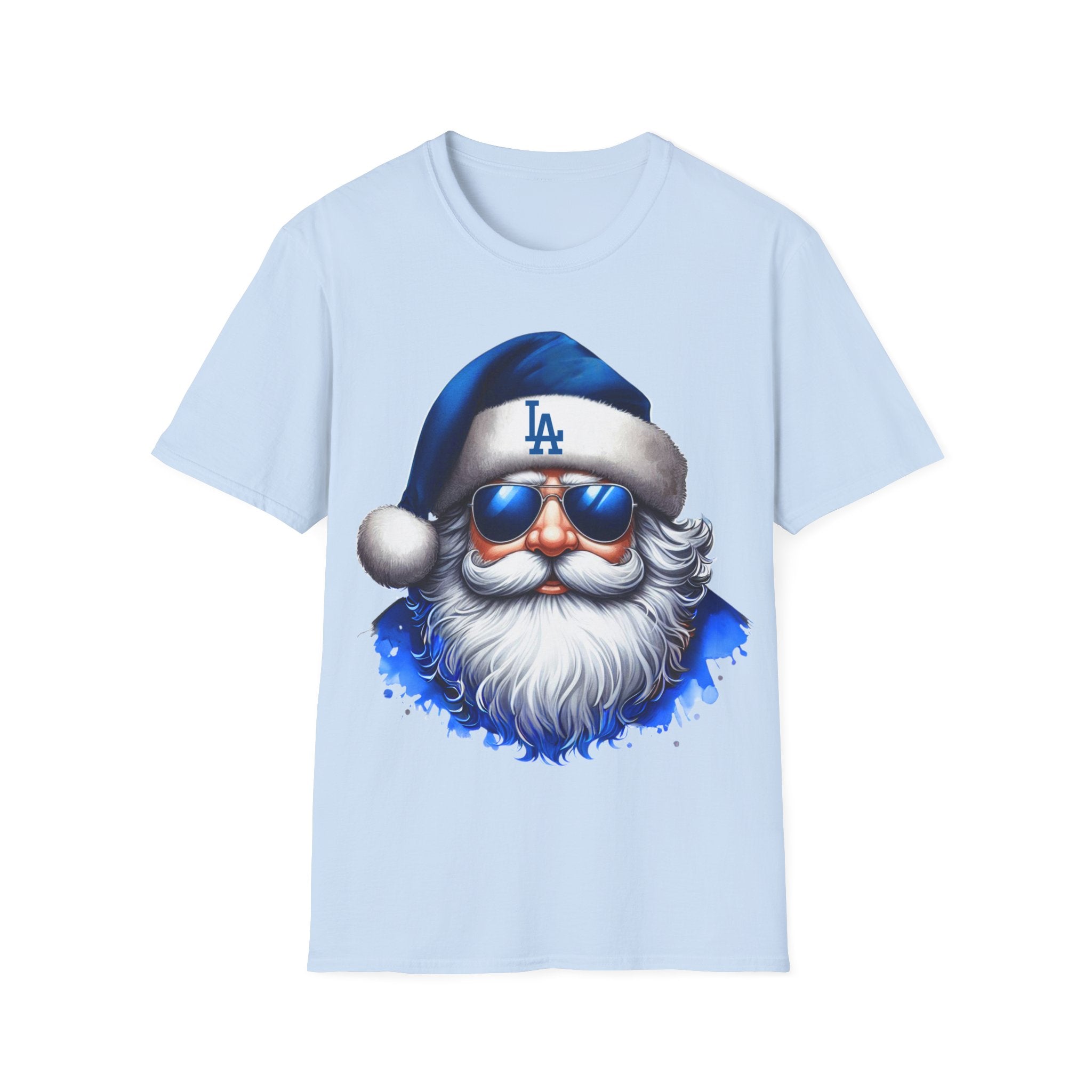 Blue Los Angeles Doyers Santa Tee | Santa Hat Graphic T-Shirt #Doyers