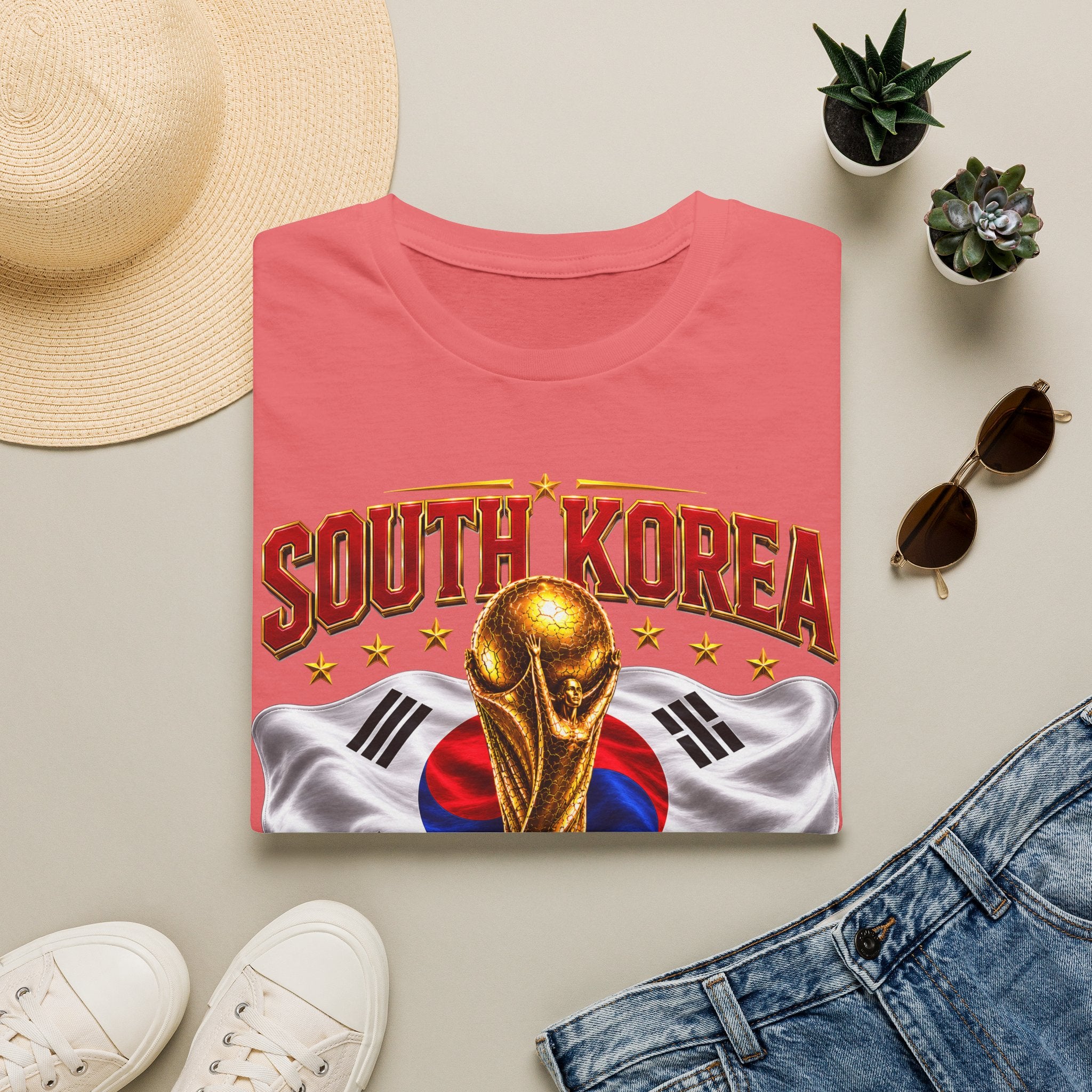 South Korea 2026 Soccer World Cup T-Shirt — Korean Flag & Trophy Football Fan Tee