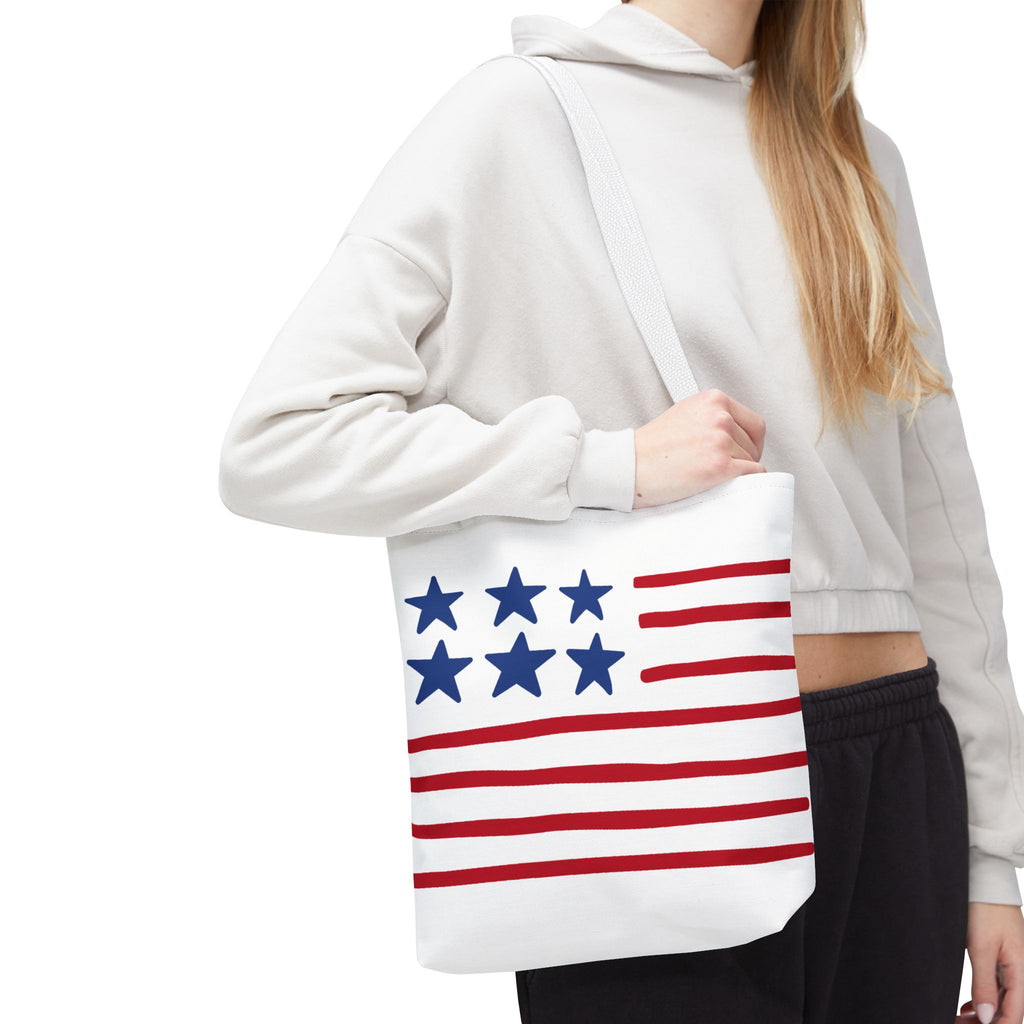 American Flag Stars & Stripes Tote Bag — Patriotic Canvas Beach Grocery Bag