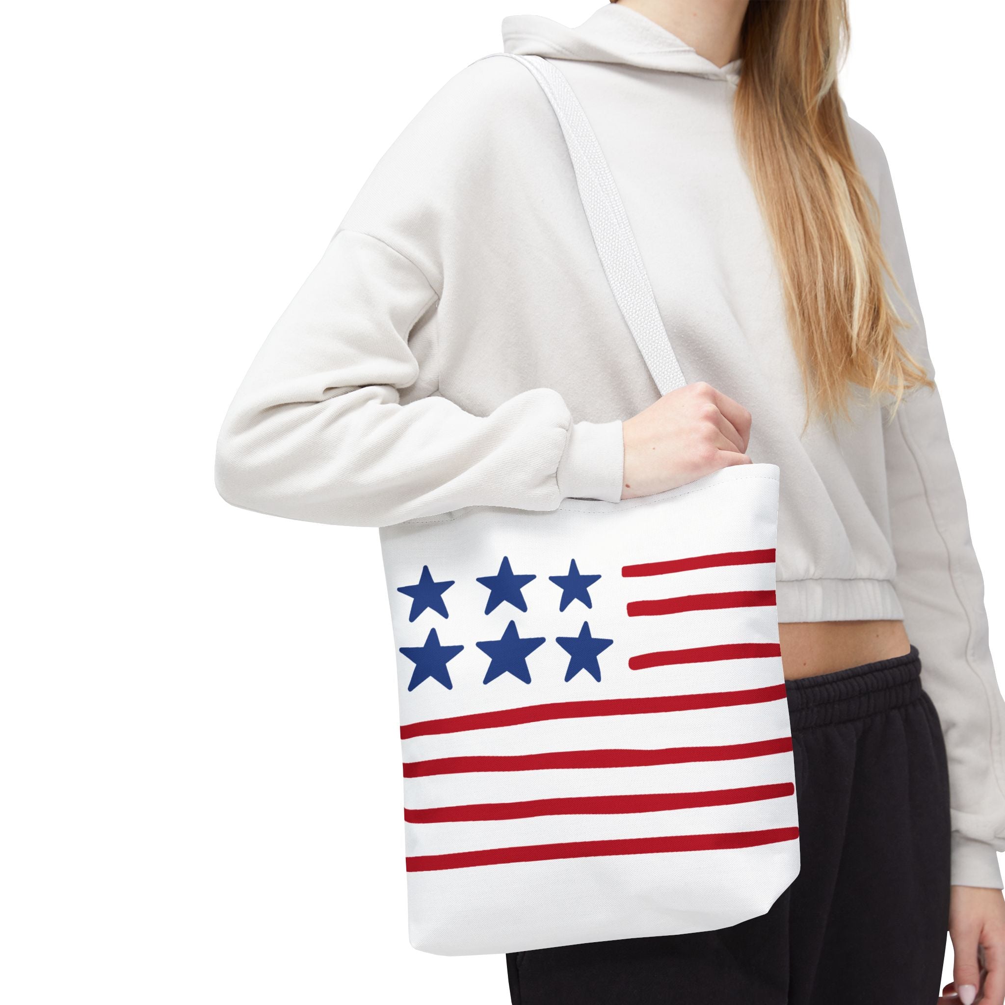 American Flag Stars & Stripes Tote Bag — Patriotic Canvas Beach Grocery Bag