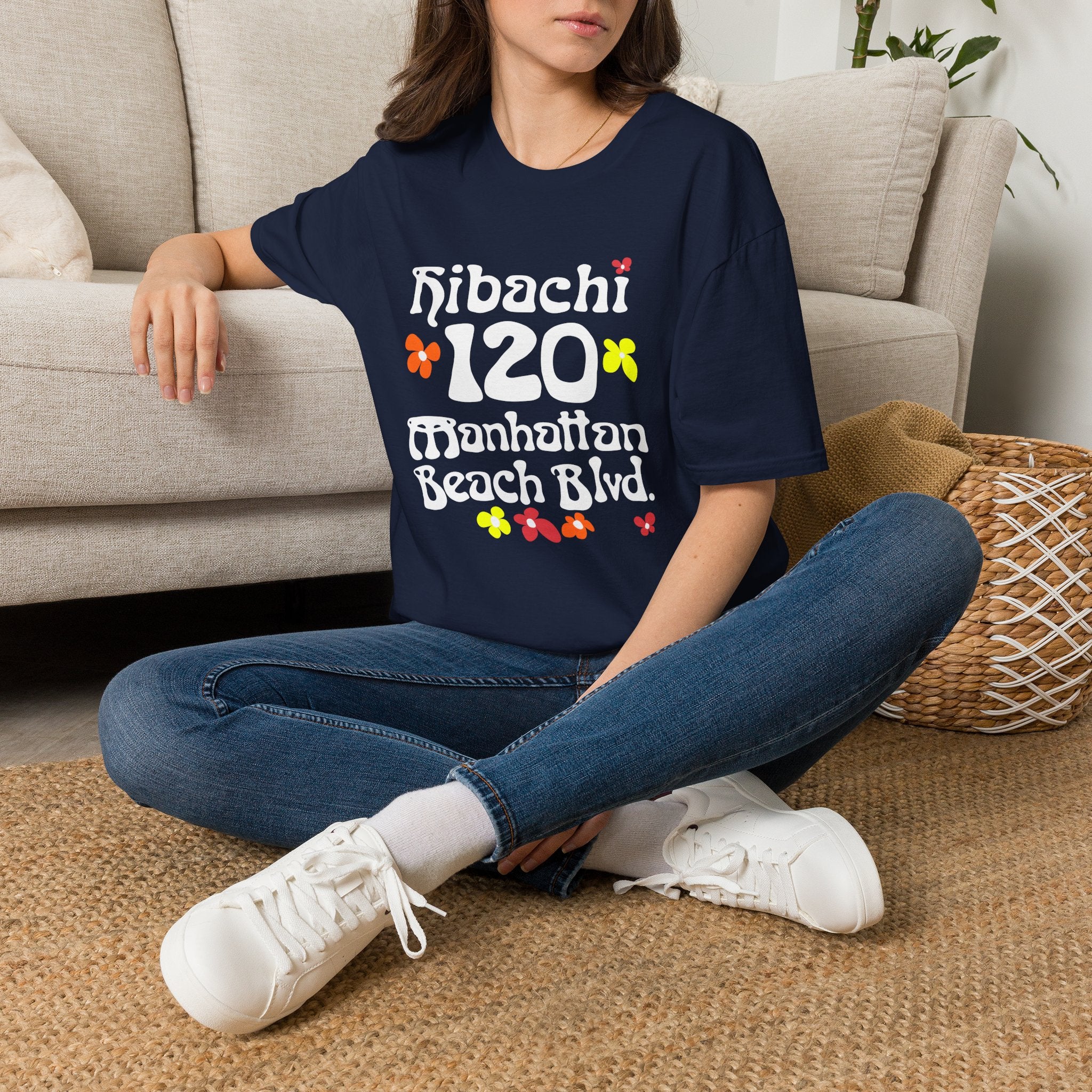 Hibachi 120 Manhattan Beach Blvd Restaurant #OldSchool T-Shirt — Retro Floral Surf Tee "Gone But Not Forgotten"