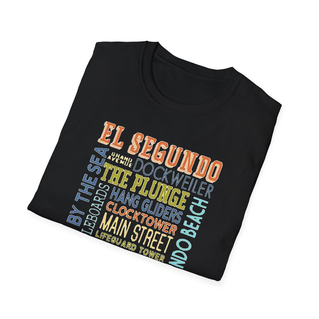 El Segundo Typography T-Shirt | Beach Town Landmarks Word Art