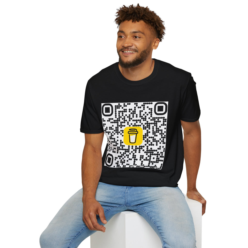 QR Code Coffee Cup T‑Shirt — Scan-to-Order Cafe Tee