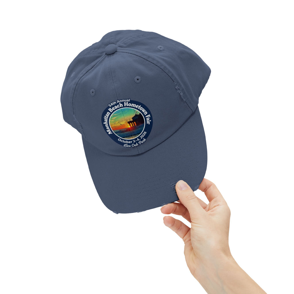 Distressed Baseball Cap - Manhattan Beach Hometown Fair 2026 Sunset Logo