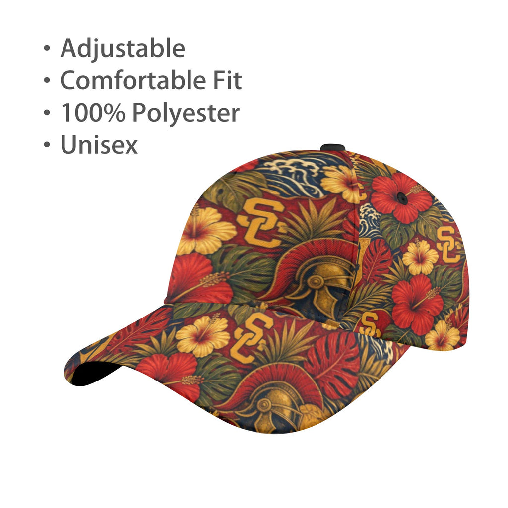 USC All Over Print Snapback Mom and Dad Cap – 7-Panel Chino Cotton Twill Hat