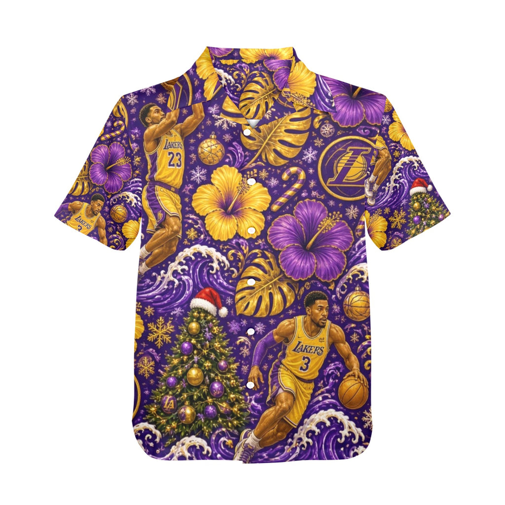 Lakers Christmas Men's All Over Print Hawaiian Shirt Made In USA Ships to USA Only