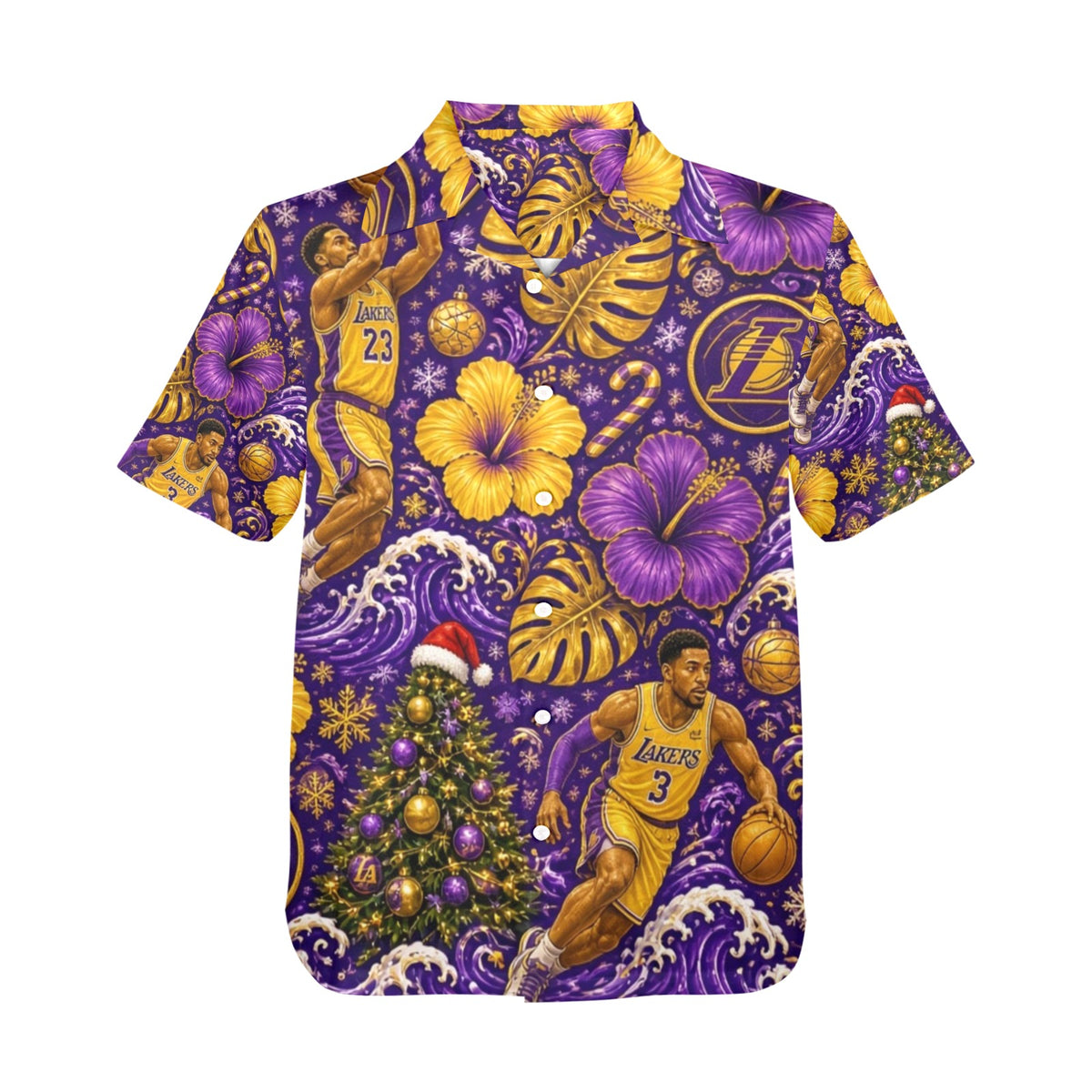 Lakers Christmas Men's All Over Print Hawaiian Shirt Made In USA Ships to USA Only
