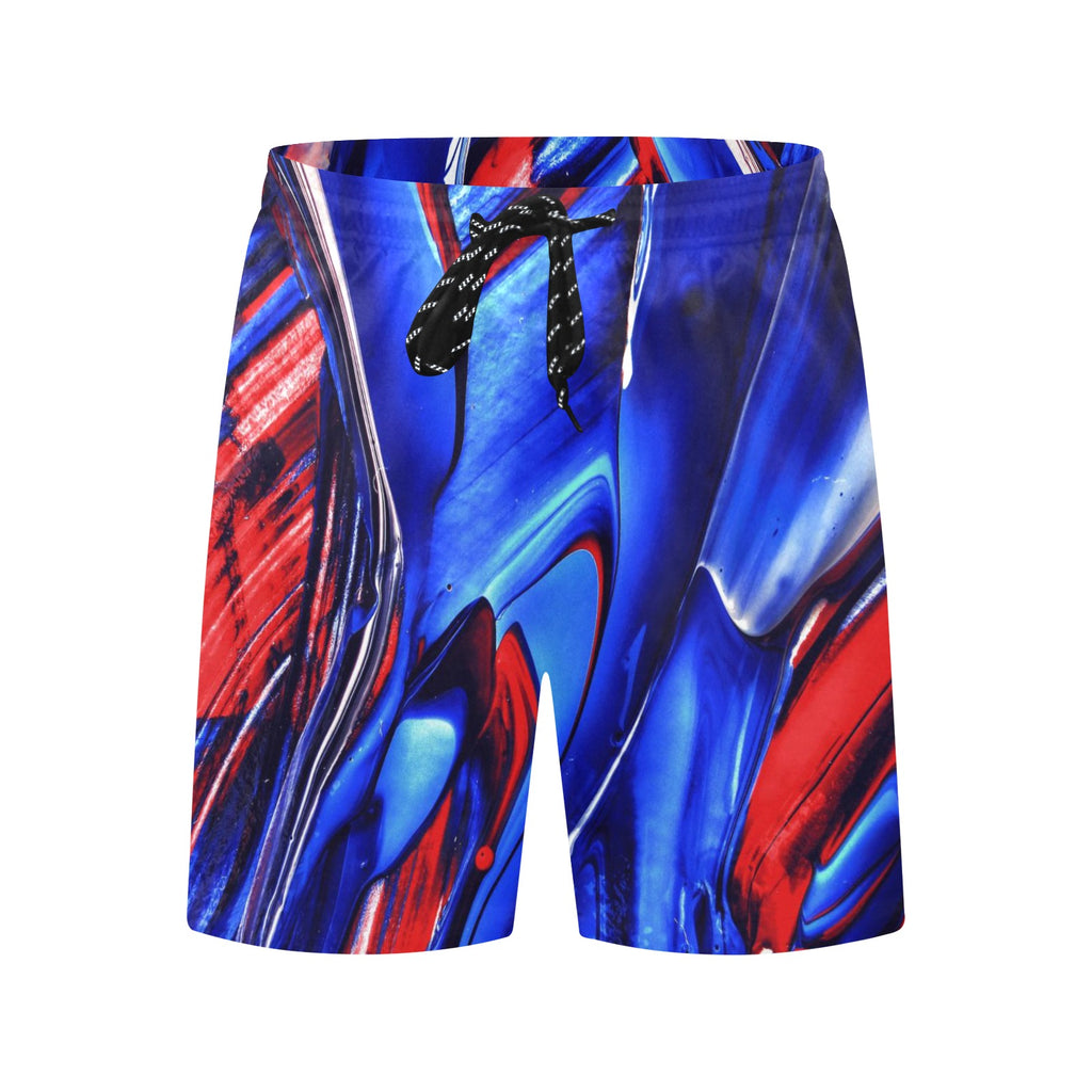 Spilled Paint Men's Mid-Length Beach Shorts Free Shipping
