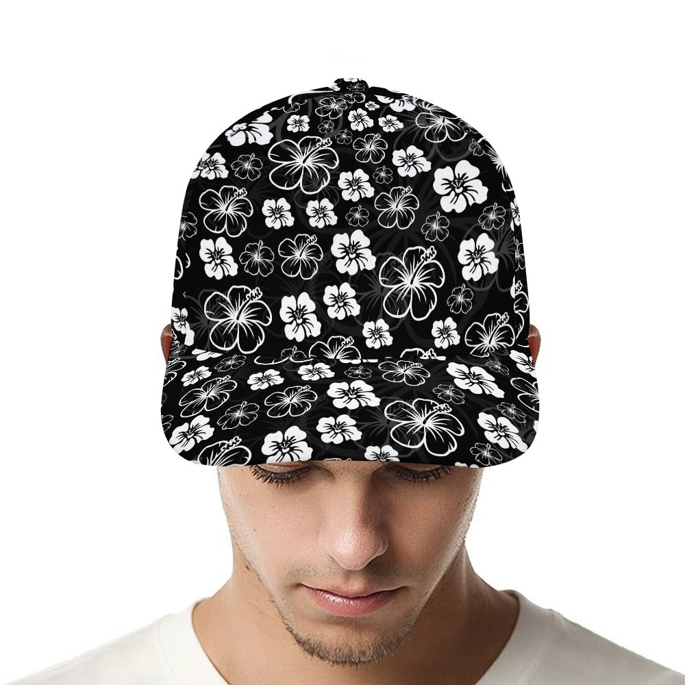 Black Hawaiian Print Baseball Cap Free Shipping