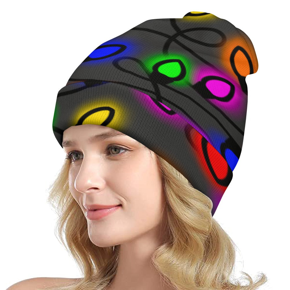 Christmas Lights Full printed knitted hat