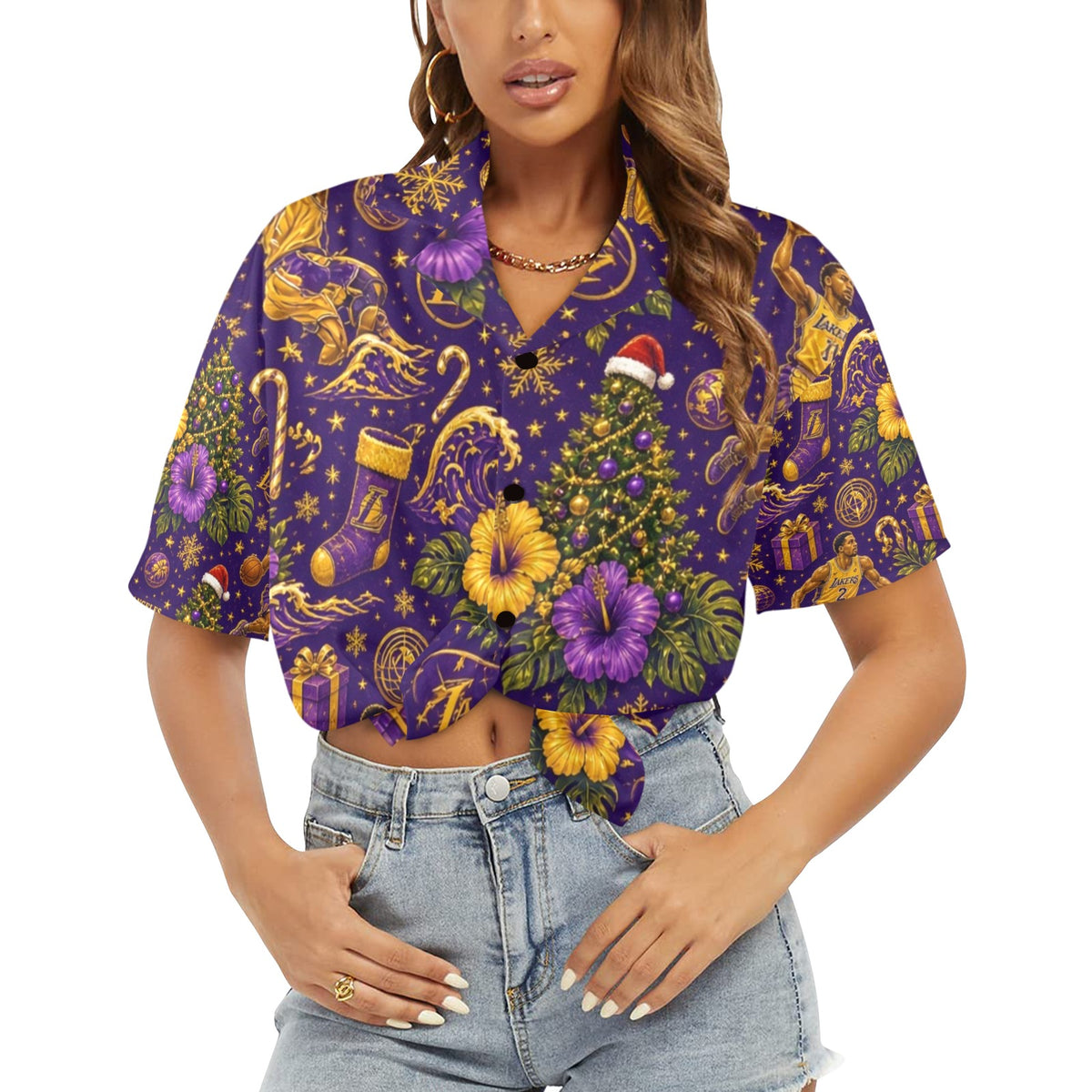 Lakers Christmas Women's All Over Print Hawaiian Shirt （Made in USA Ships to USA Only）