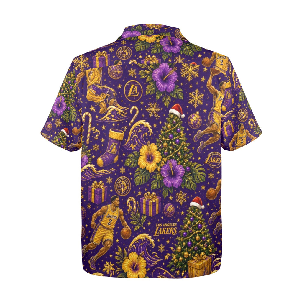 Lakers Christmas Men's All Over Print Hawaiian Shirt Made In USA Ships to USA Only