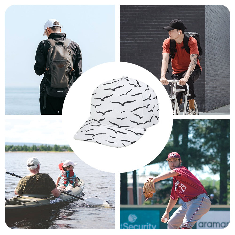 Ocean Nautical Bird Scene lite gray hat cap Free Shipping