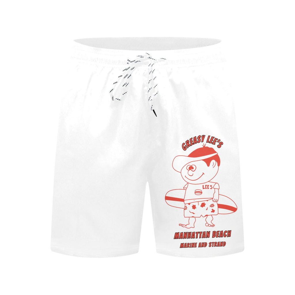 Greasy Lees Marine and Strand Manhattan Beach Old School Men's Mid-Length Beach Shorts Free Shipping