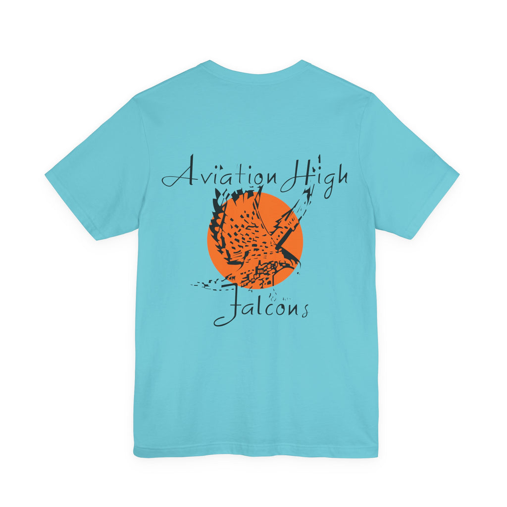 Aviation High School Signage Logo - Many Colors - Unisex Jersey Short Sleeve Tee