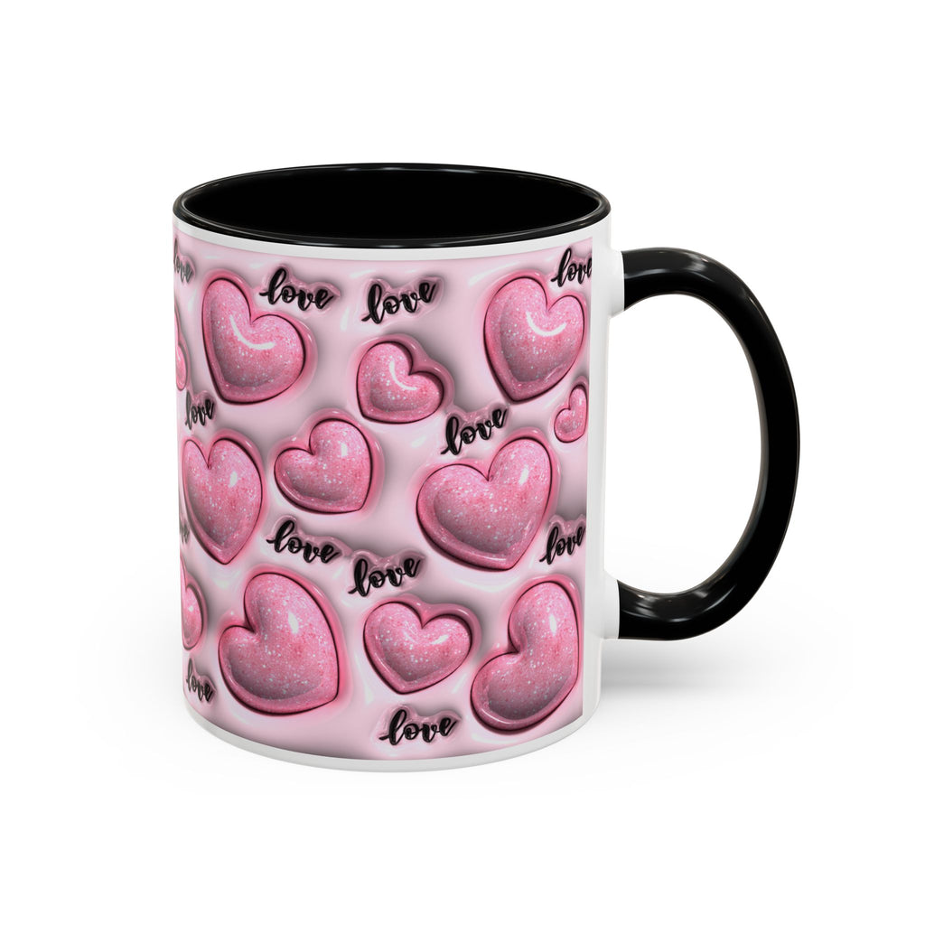Pink Heart Pattern love Mug | Accent Coffee Mug 11oz 15oz
