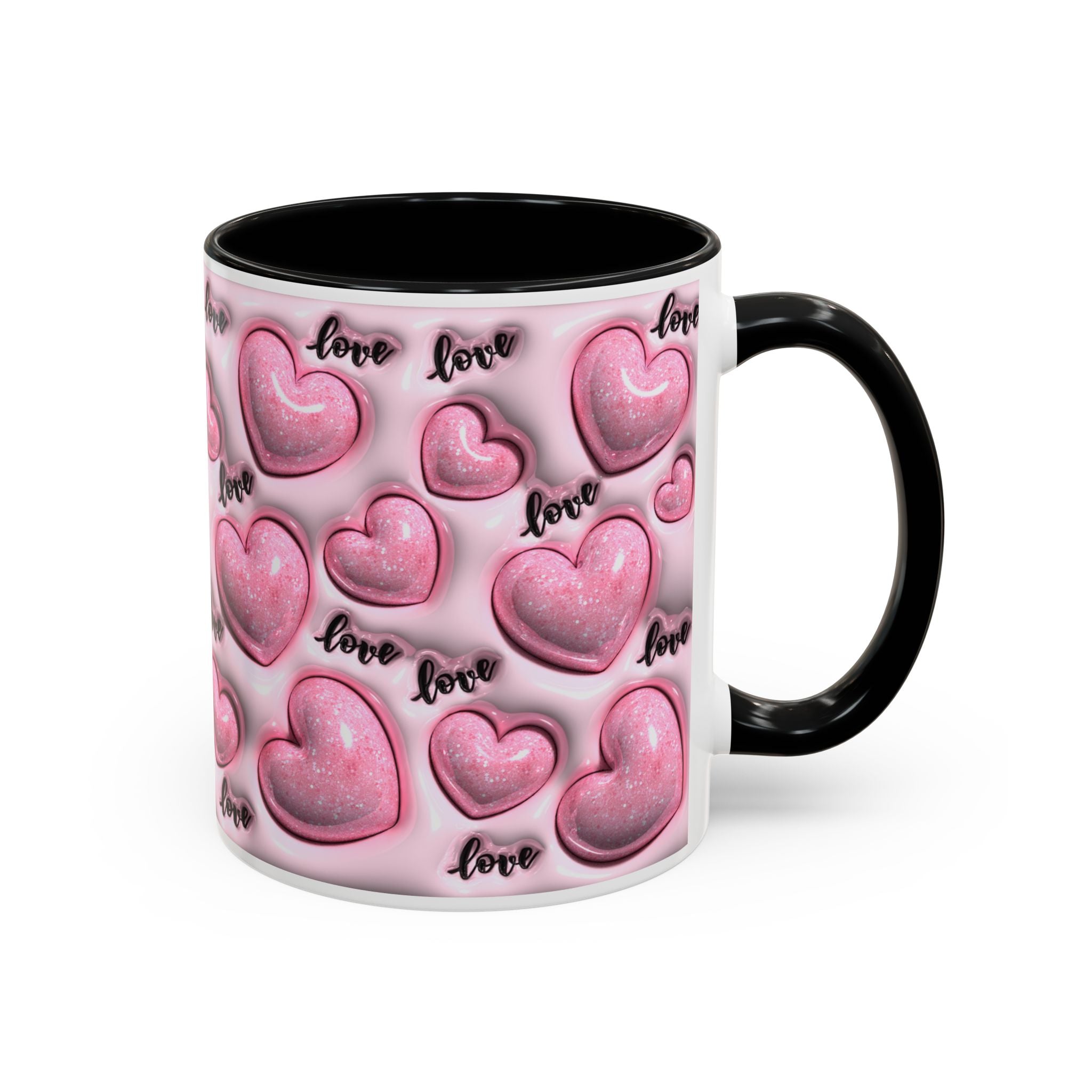 Pink Heart Pattern love Mug | Accent Coffee Mug 11oz 15oz