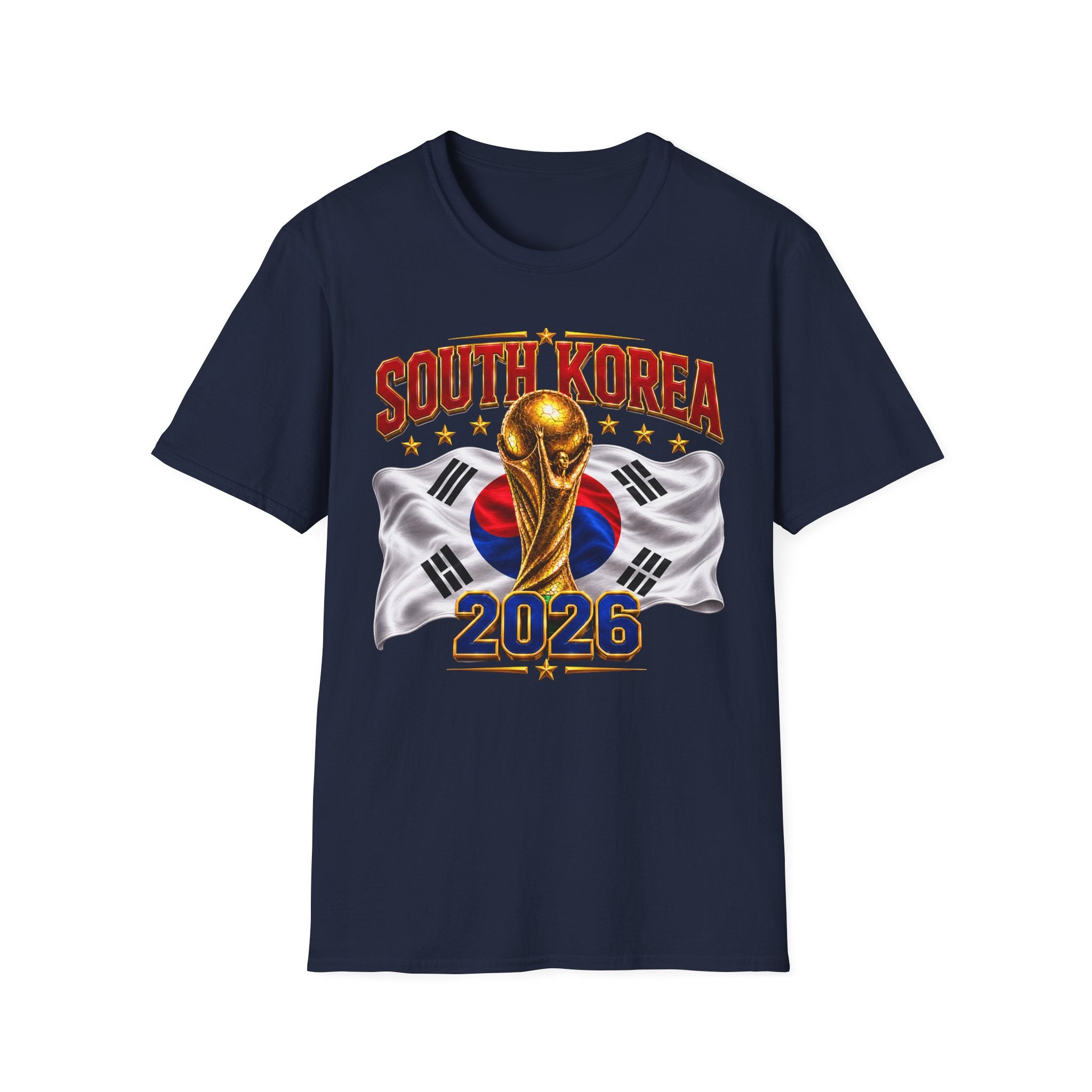 South Korea 2026 Soccer World Cup T-Shirt — Korean Flag & Trophy Football Fan Tee
