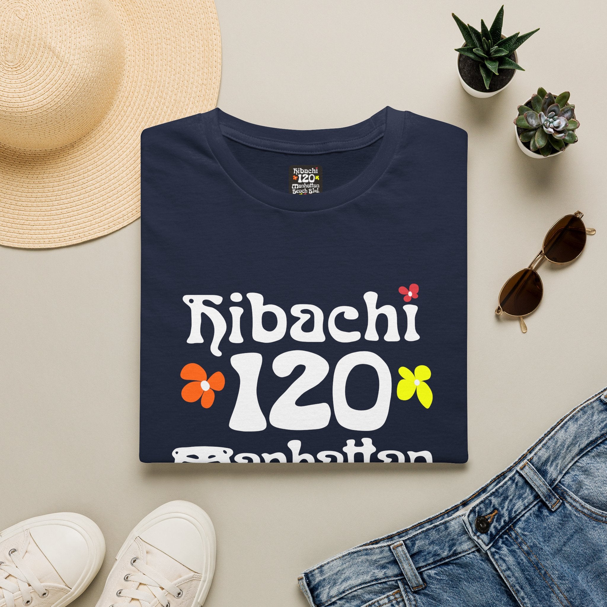 Hibachi 120 Manhattan Beach Blvd Restaurant #OldSchool T-Shirt — Retro Floral Surf Tee "Gone But Not Forgotten"