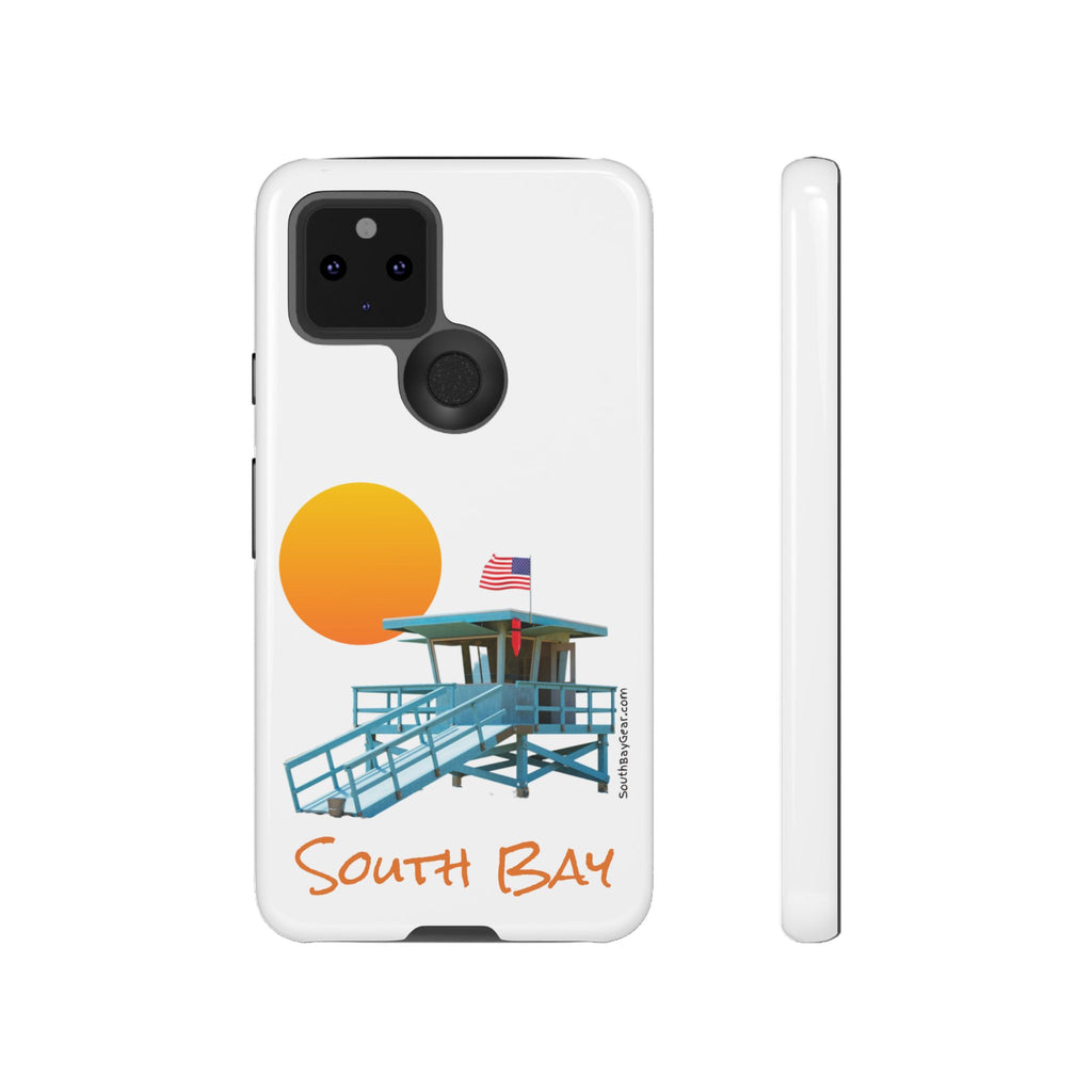 South Bay Lifeguard Stand with American Flag Tough Phone Cases