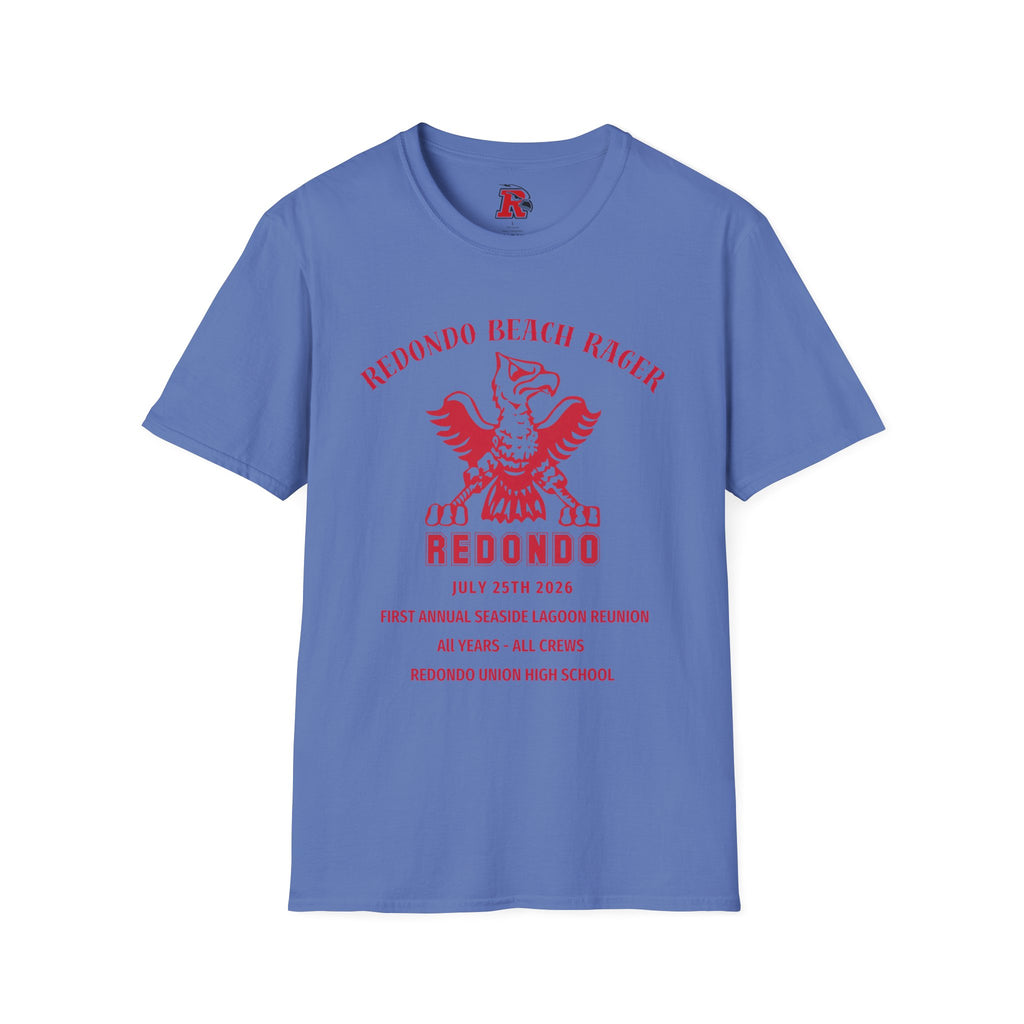 Redondo Beach Rager T-Shirt — Vintage School Spirit Graphic Tee - First Annual All Class Reunion 7-25-26 at Seaside Lagoon Redondo Beach