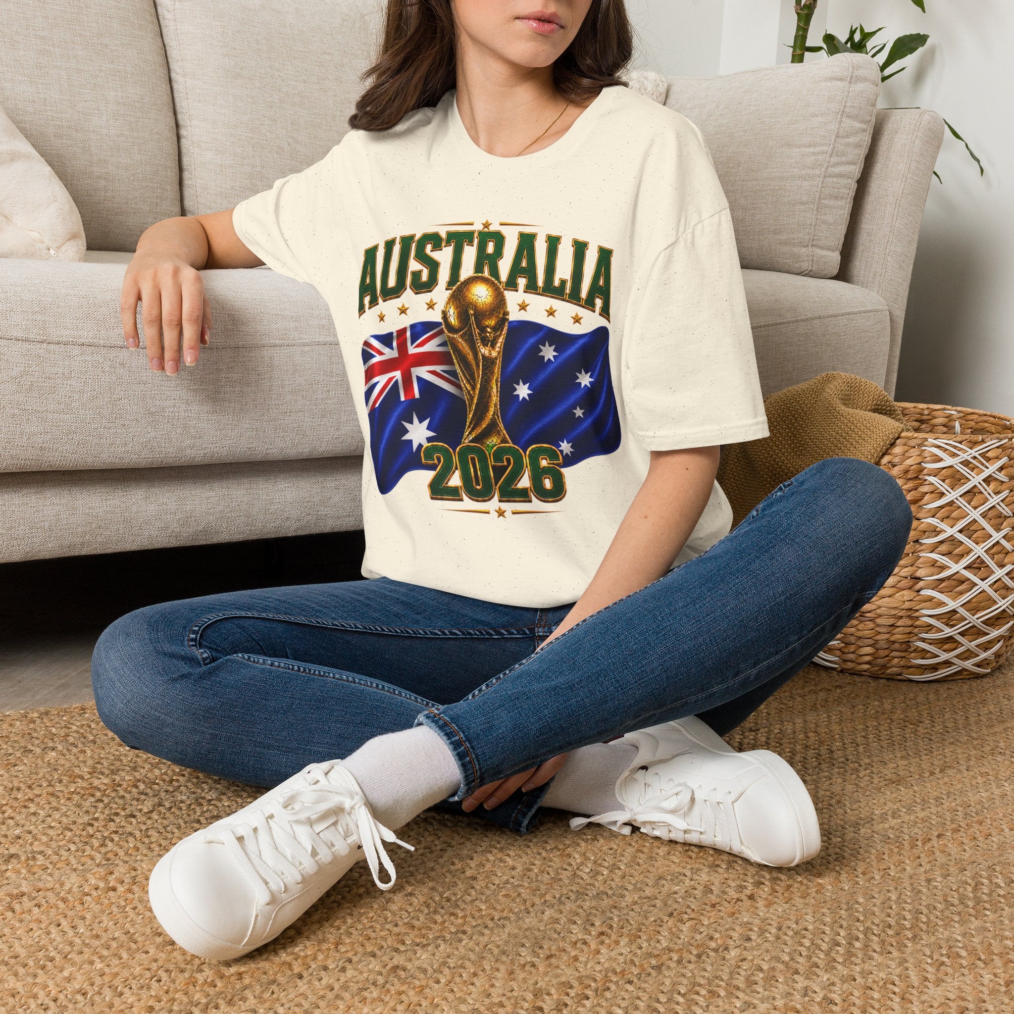 Australia 2026 Soccer World Cup T-Shirt — Aussie Flag & Trophy Design