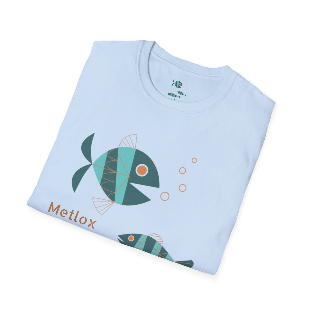 Metlox Pottery Fish Trio T-Shirt | Minimal Ocean Illustration